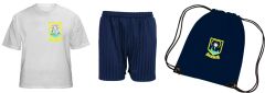 FULL PE Kit (White T-Shirt, Navy Shorts & Navy PE Bag) - Embroidered With Star of the Sea School Logo