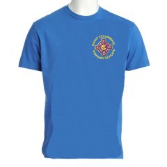 Sky T-Shirt embroidered with the St. Columba's RC Primary School Logo