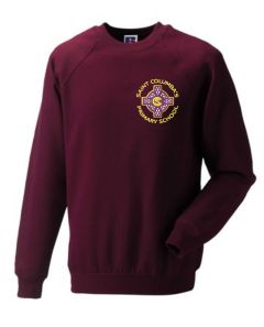 Burgundy Sweatshirt with embroidered St Columba's RC Primary School Logo