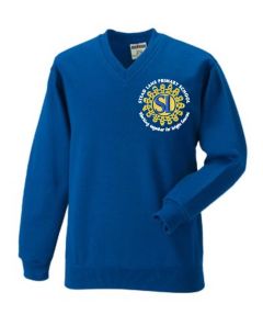 Royal V-Neck Sweatshirt (Years 5&6 Only) - Embroidered with Stead Lane Primary School Logo
