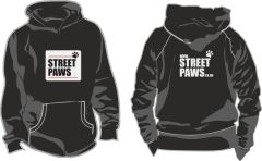 Black Hoodie - Printed with Street Paws logo Front and Website printed on back