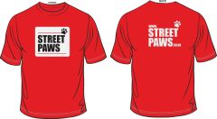 Red T-shirt - Printed with Street Paws logo Front and Website printed on back