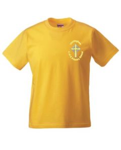 Amber PE T-Shirt - Embroidered with Whittingham C of E Primary School Logo