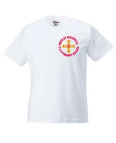 White PE T-Shirt - Embroidered with Whitley Memorial CE Primary School Logo