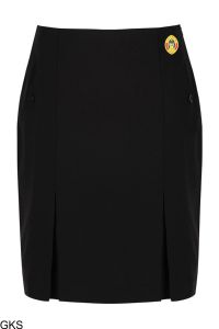 Girls Black Senior Twin Pleat Skirt (GKS) - Embroidered with Wolsingham School logo 