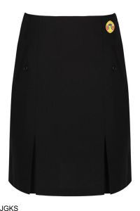 Girls Black Junior Twin Pleat Skirt (JGKS) - Embroidered with Wolsingham School logo 