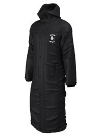エンノイPADDED NYLON BENCH COAT BLACK/WHITE Black Bench Coat - Embroidered with Beacon Netball Club Logo